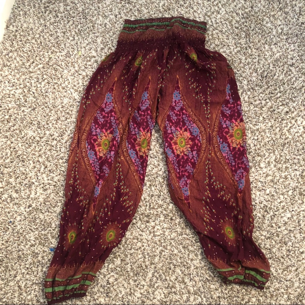 Bohemian harem multicolor print pants